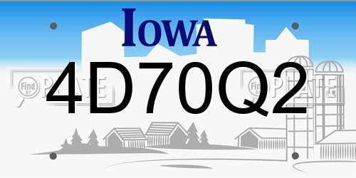4D70Q2 Iowa License Plate