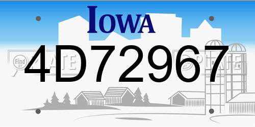 4D72967 Iowa License Plate
