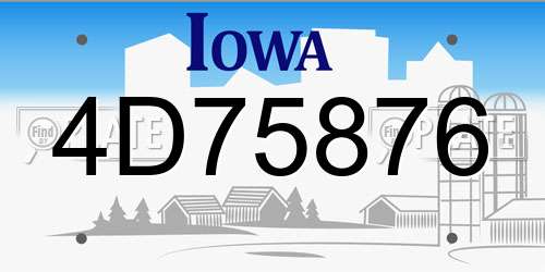4D75876 Iowa License Plate