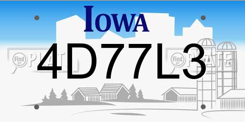 4D77L3 Iowa License Plate