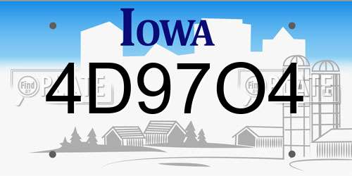 4D97O4 Iowa License Plate