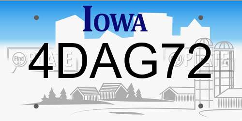 4DAG72 Iowa License Plate