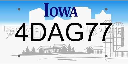 4DAG77 Iowa License Plate