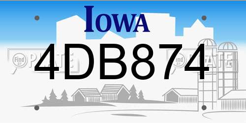 4DB874 Iowa License Plate