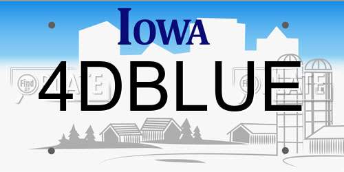 4DBLUE Iowa License Plate