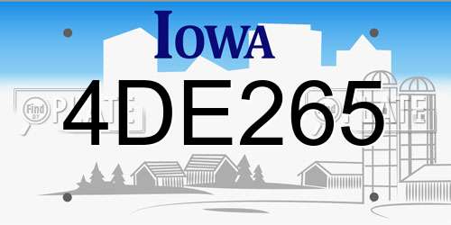 4DE265 Iowa License Plate