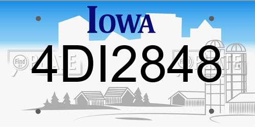 4DI2848 Iowa License Plate