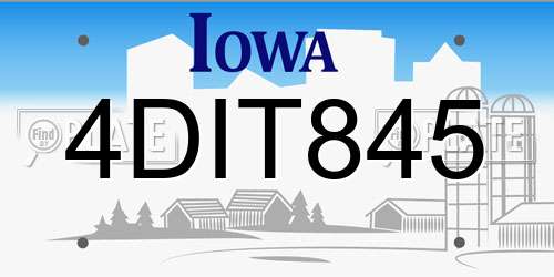4DIT845 Iowa License Plate