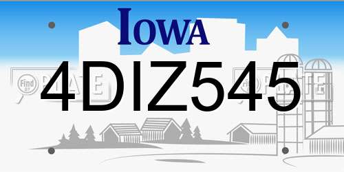 4DIZ545 Iowa License Plate