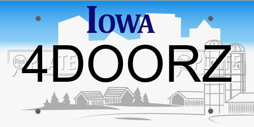 4DOORZ Iowa License Plate