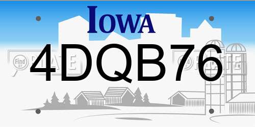 4DQB76 Iowa License Plate