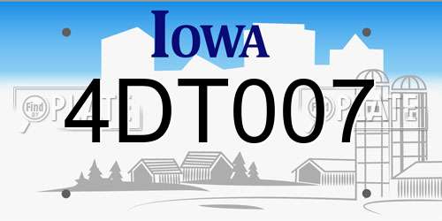 4DT007 Iowa License Plate