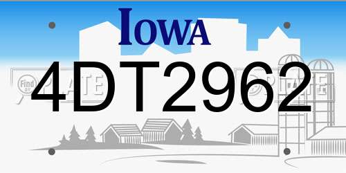 4DT2962 Iowa License Plate