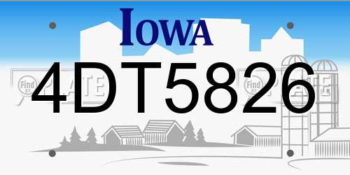 4DT5826 Iowa License Plate
