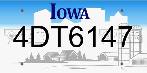 4DT6147 Iowa License Plate
