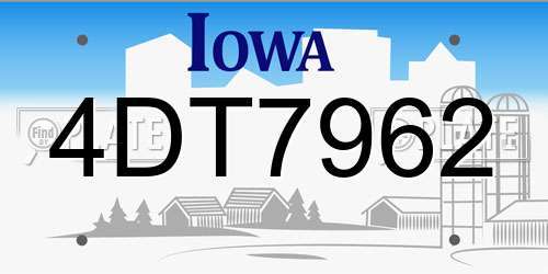 4DT7962 Iowa License Plate
