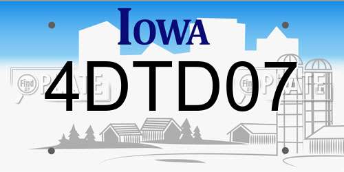 4DTD07 Iowa License Plate