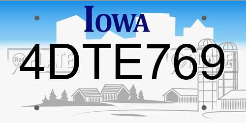 4DTE769 Iowa License Plate