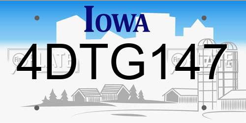 4DTG147 Iowa License Plate