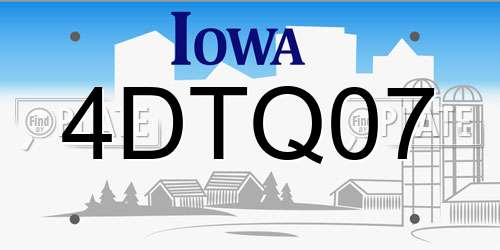 4DTQ07 Iowa License Plate