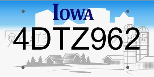 4DTZ962 Iowa License Plate