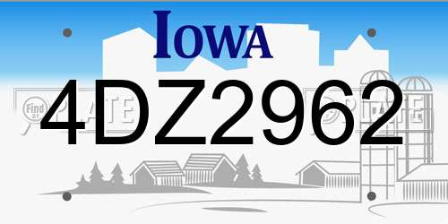 4DZ2962 Iowa License Plate