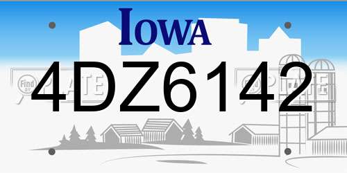 4DZ6142 Iowa License Plate