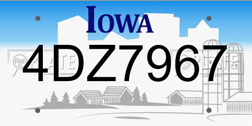 4DZ7967 Iowa License Plate