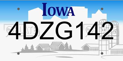 4DZG142 Iowa License Plate