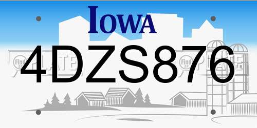 4DZS876 Iowa License Plate