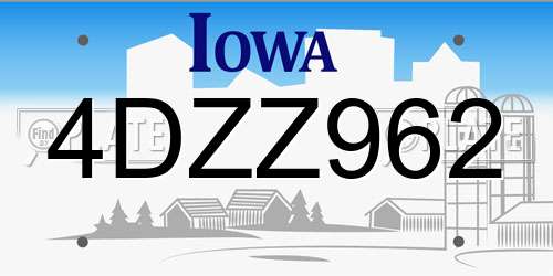 4DZZ962 Iowa License Plate
