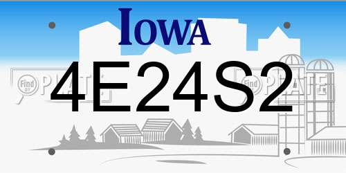 4E24S2 Iowa License Plate