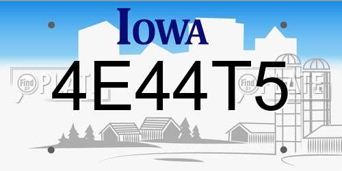 4E44T5 Iowa License Plate