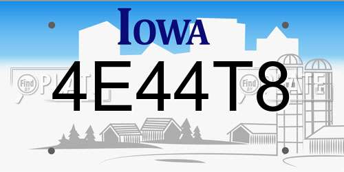 4E44T8 Iowa License Plate