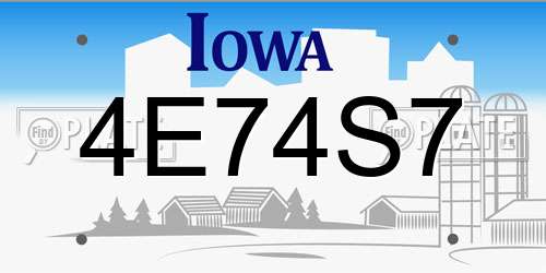 4E74S7 Iowa License Plate