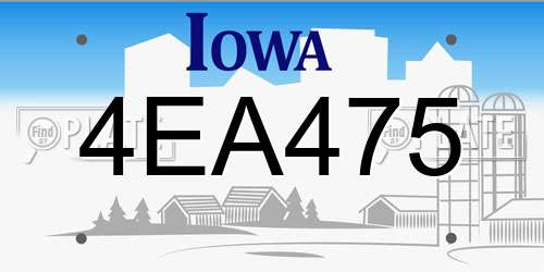 4EA475 Iowa License Plate