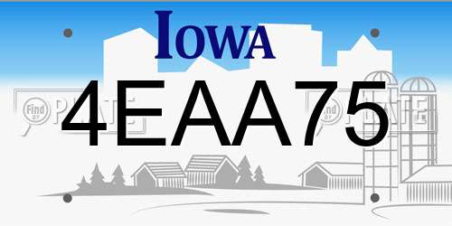 4EAA75 Iowa License Plate