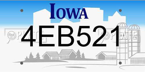 4EB521 Iowa License Plate