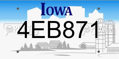 4EB871 Iowa License Plate