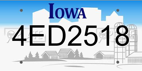 4ED2518 Iowa License Plate
