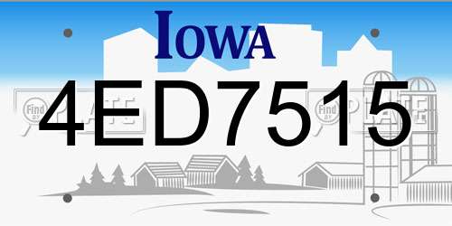4ED7515 Iowa License Plate