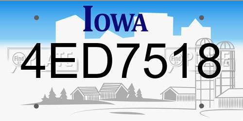 4ED7518 Iowa License Plate