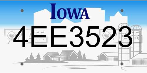 4EE3523 Iowa License Plate