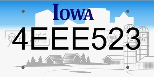 4EEE523 Iowa License Plate