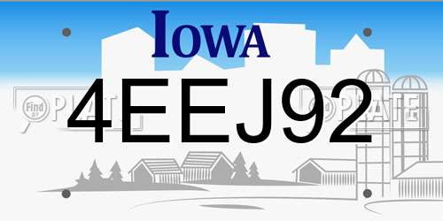4EEJ92 Iowa License Plate