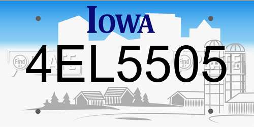 4EL5505 Iowa License Plate