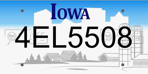 4EL5508 Iowa License Plate