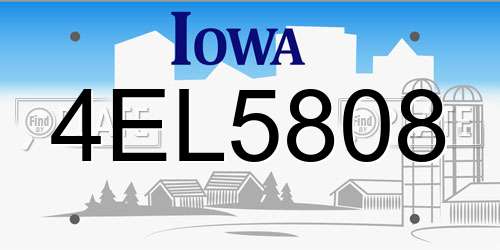 4EL5808 Iowa License Plate