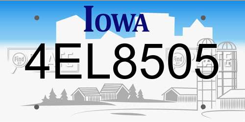 4EL8505 Iowa License Plate