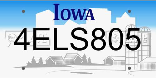 4ELS805 Iowa License Plate